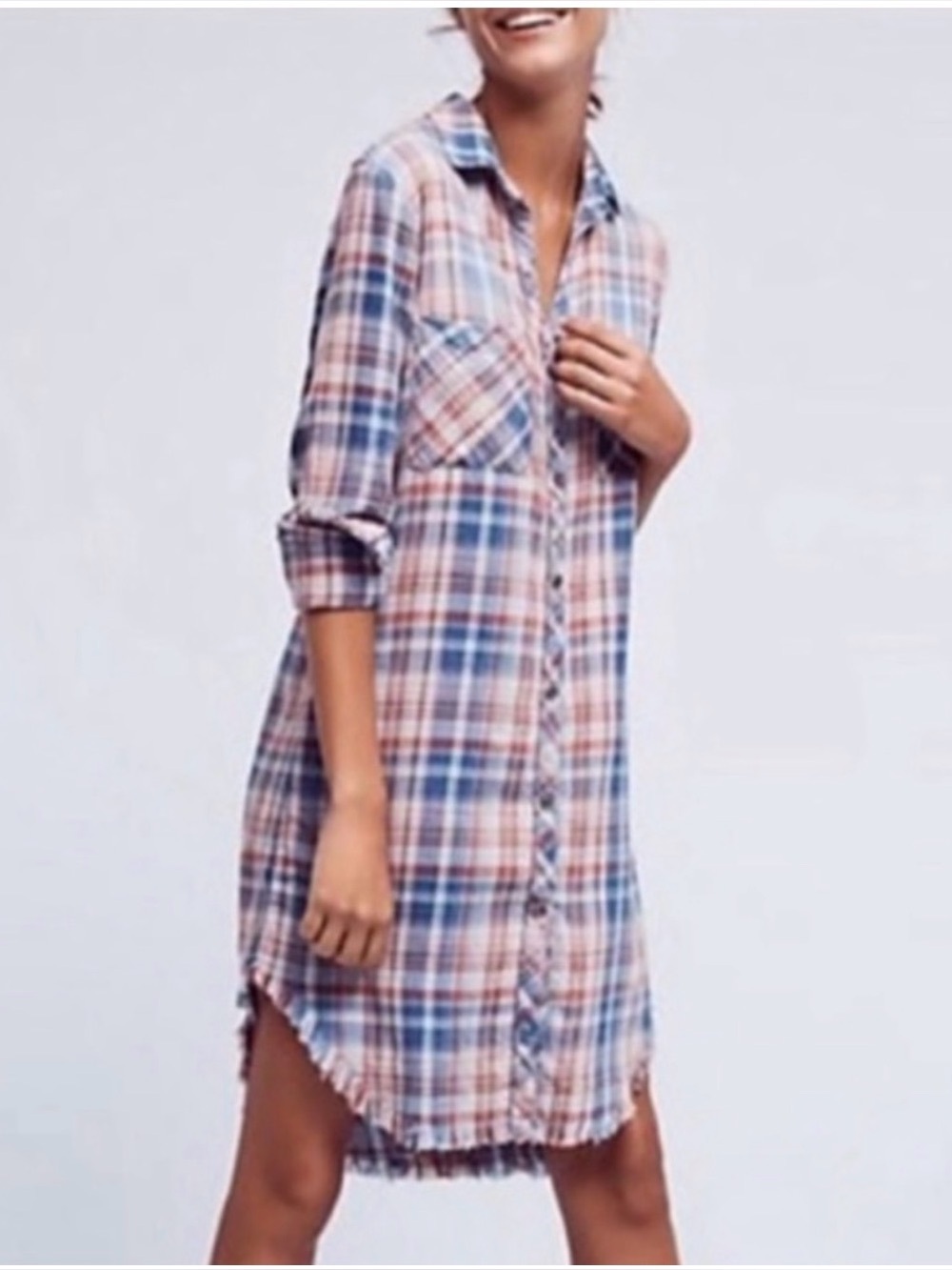 Cloth & Stone Plaid Shirt Dress